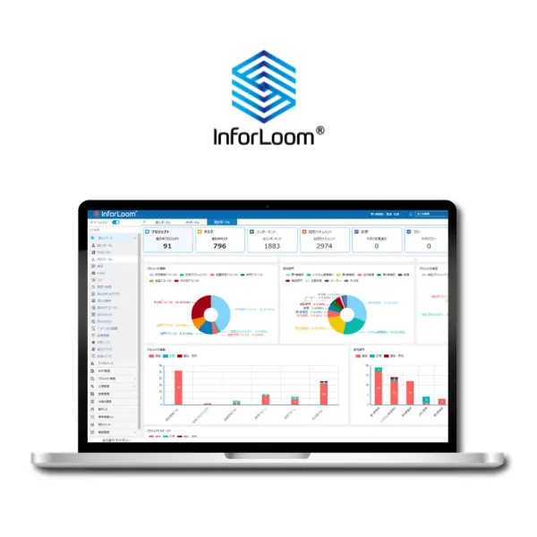 InforLoomの管理ダッシュボードを表示したノートパソコン