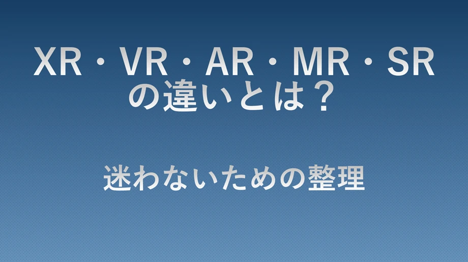 XR・VR・AR・MR・SRの違いを比較整理した記事のアイキャッチ画像|各技術の意味や違いを迷わず理解するための解説ビジュアル